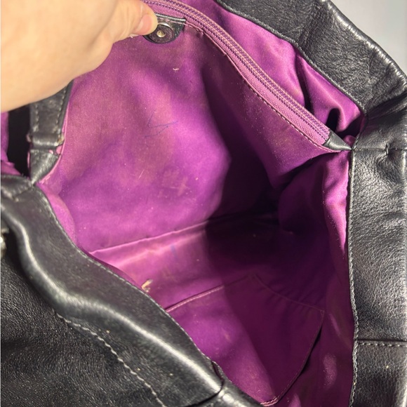 Coach Ashley Black Leather Satchel Handbag - Picture 4 of 7